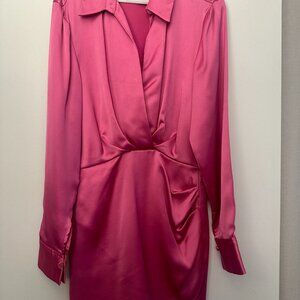 Zara SHORT SATIN EFFECT DRAPED DRESS in PINK